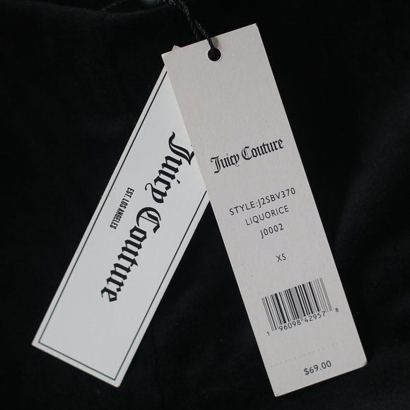 NWT Embellished Back Black Velour Juicy Couture Biker Short. - Picture 6 of 13